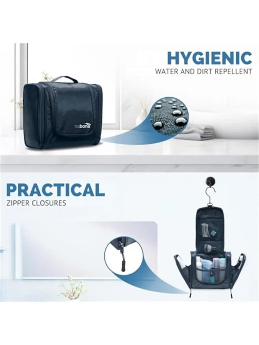 Hanging Toiletry Bag Travel Organizer Waterproof Dopp Kit Cosmetic Case Large